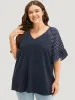 Polka Dot Raglan Sleeve Ruffle Trim Blouse sold by Bloomchic