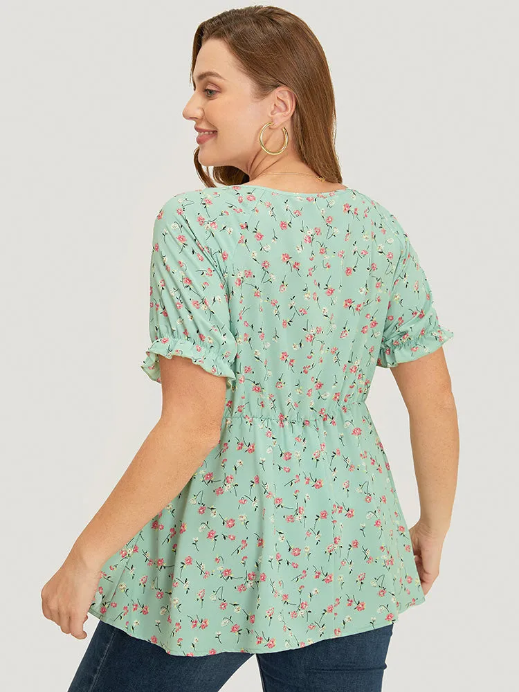 Ditsy Floral Twist Front Puff Sleeve Blouse sold by Bloomchic product image thumbnail 4