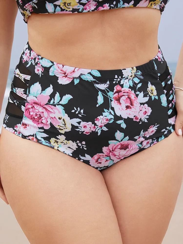 Floral Crisscross Detail Mesh Insert Swim Bottom sold by Bloomchic product image thumbnail 3