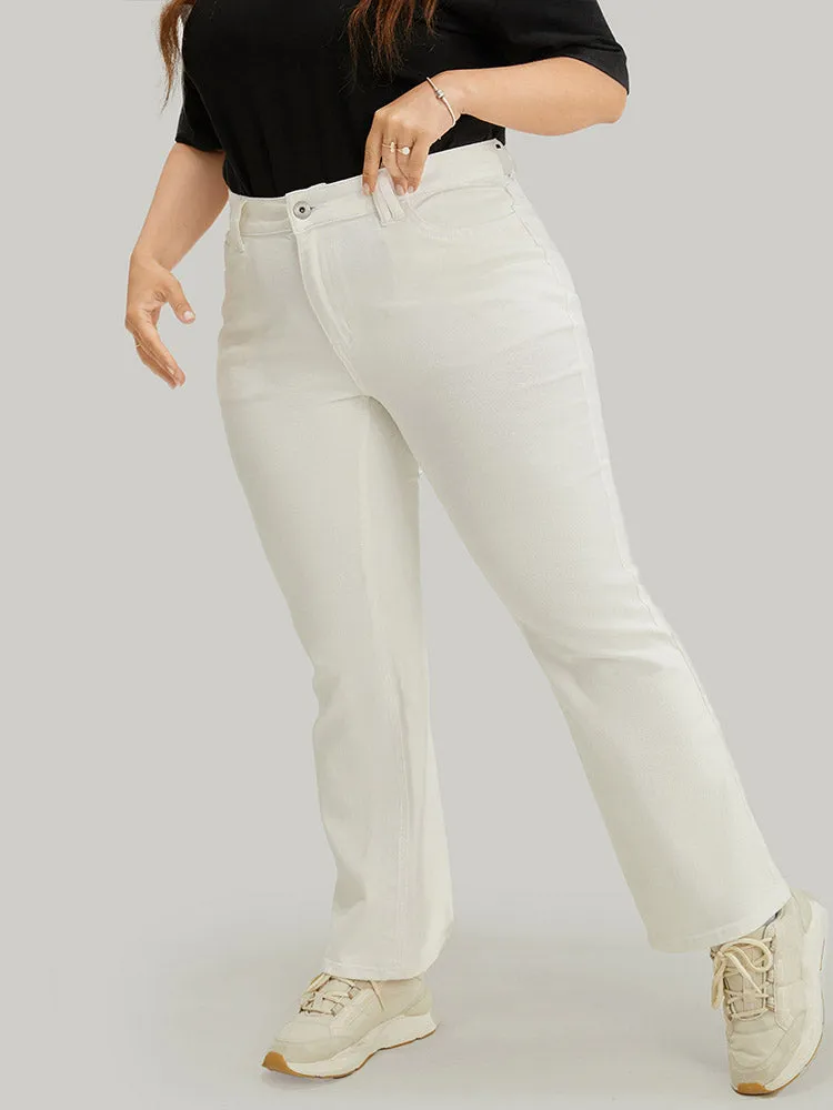 Slightly Stretchy High Rise White Wash Bootcut Jeans sold by Bloomchic