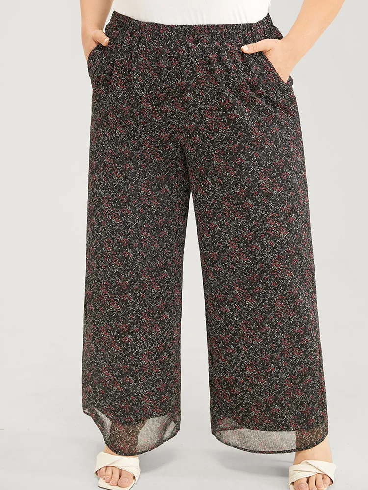 Ditsy Floral Pocket Elastic Waist Pants sold by Bloomchic
