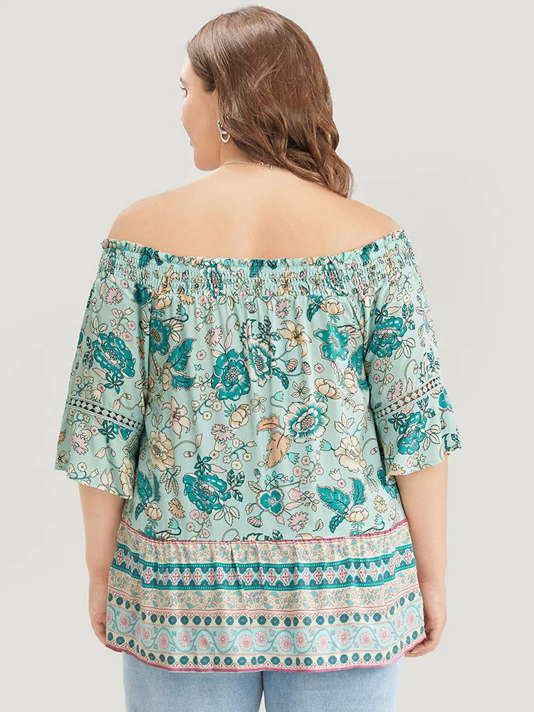 Floral Shirred Off Shoulder Flounce Sleeve Blouse sold by Bloomchic product image thumbnail 2