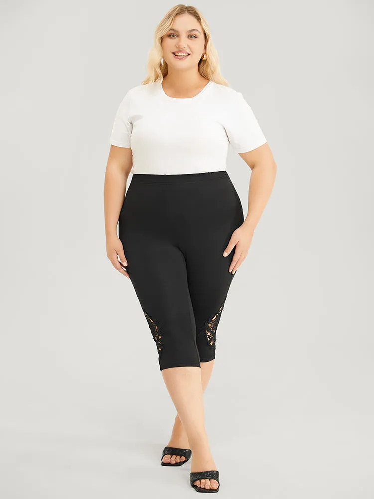 Skinny Contrast Lace Cropped Leggings sold by Bloomchic product image thumbnail 4