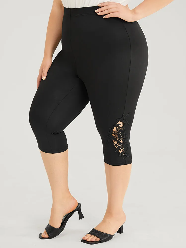 Skinny Contrast Lace Cropped Leggings sold by Bloomchic