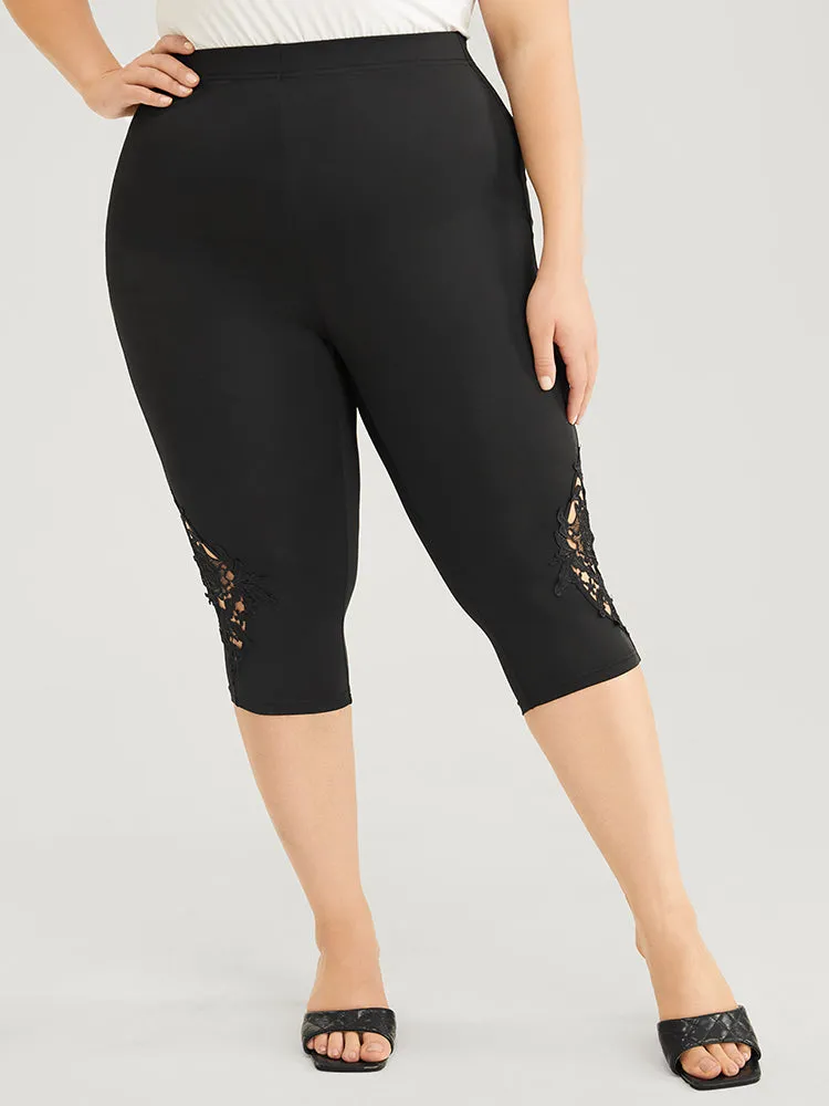 Skinny Contrast Lace Cropped Leggings sold by Bloomchic product image thumbnail 2