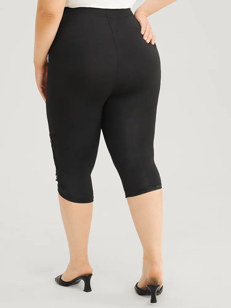 Skinny Contrast Lace Cropped Leggings sold by Bloomchic product image thumbnail 3