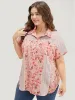 Floral Patchwork Pocket Button Up Arc Hem Blouse sold by Bloomchic