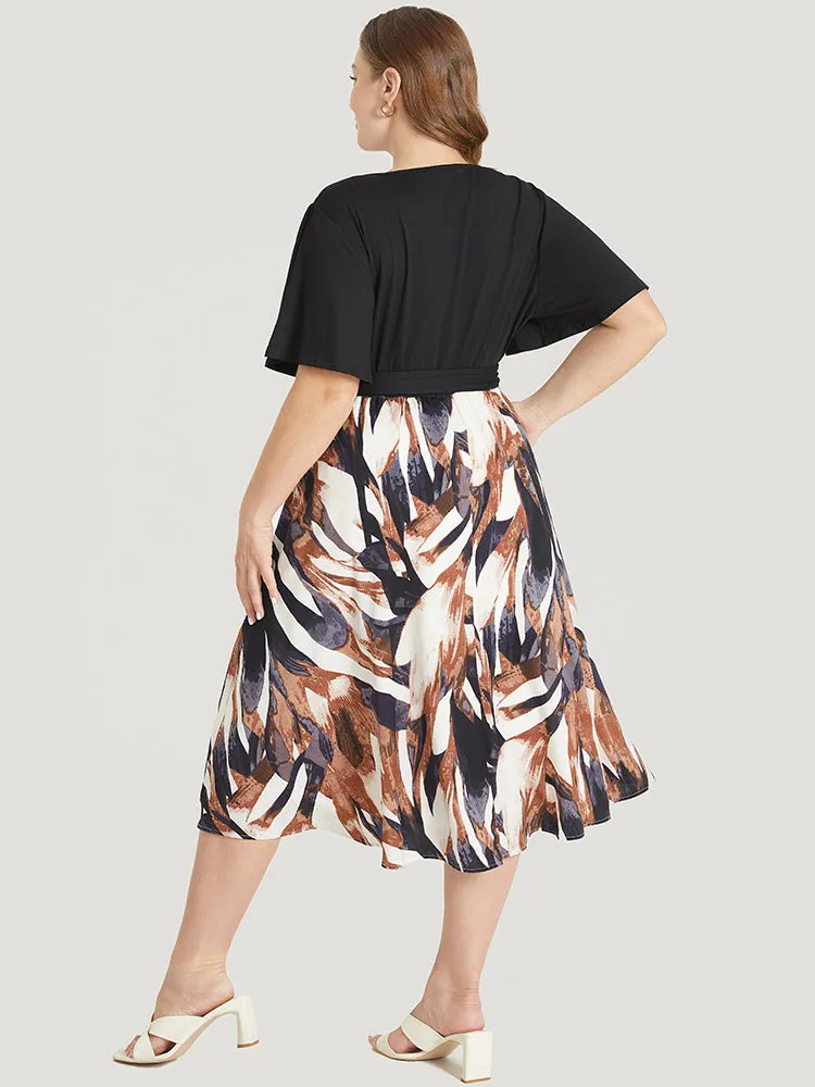Graphic Print Pocket Ruffle Surplice Neck Belt Dress sold by Bloomchic product image thumbnail 5