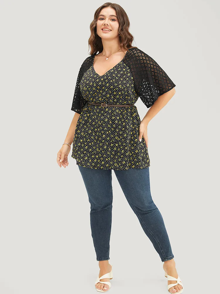 Ditsy Floral Lace Raglan Sleeve Blouse sold by Bloomchic product image thumbnail 4