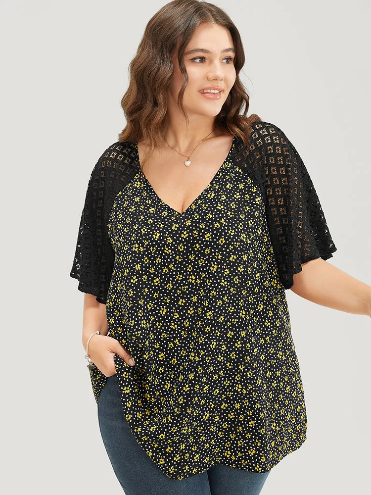 Ditsy Floral Lace Raglan Sleeve Blouse sold by Bloomchic product image thumbnail 2