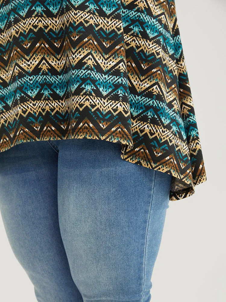 Bandana Contrast Raglan Sleeve Asymmetrical T-shirt sold by Bloomchic product image thumbnail 5