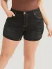 High Rise Black Wash Roll Hem Denim Shorts sold by Bloomchic