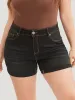 High Rise Black Wash Roll Hem Denim Shorts sold by Bloomchic