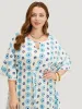 Floral Batwing Sleeve Keyhole Knotted Neck Split Dress sold by Bloomchic