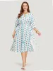 Floral Batwing Sleeve Keyhole Knotted Neck Split Dress sold by Bloomchic