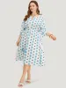 Floral Batwing Sleeve Keyhole Knotted Neck Split Dress sold by Bloomchic