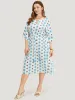 Floral Batwing Sleeve Keyhole Knotted Neck Split Dress sold by Bloomchic