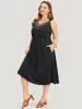 Geometric Embroidered Buckle Detail Pocket Ruffle Hem Cami Dress sold by Bloomchic