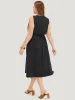 Geometric Embroidered Buckle Detail Pocket Ruffle Hem Cami Dress sold by Bloomchic