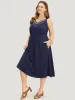Geometric Embroidered Buckle Detail Pocket Ruffle Hem Cami Dress sold by Bloomchic