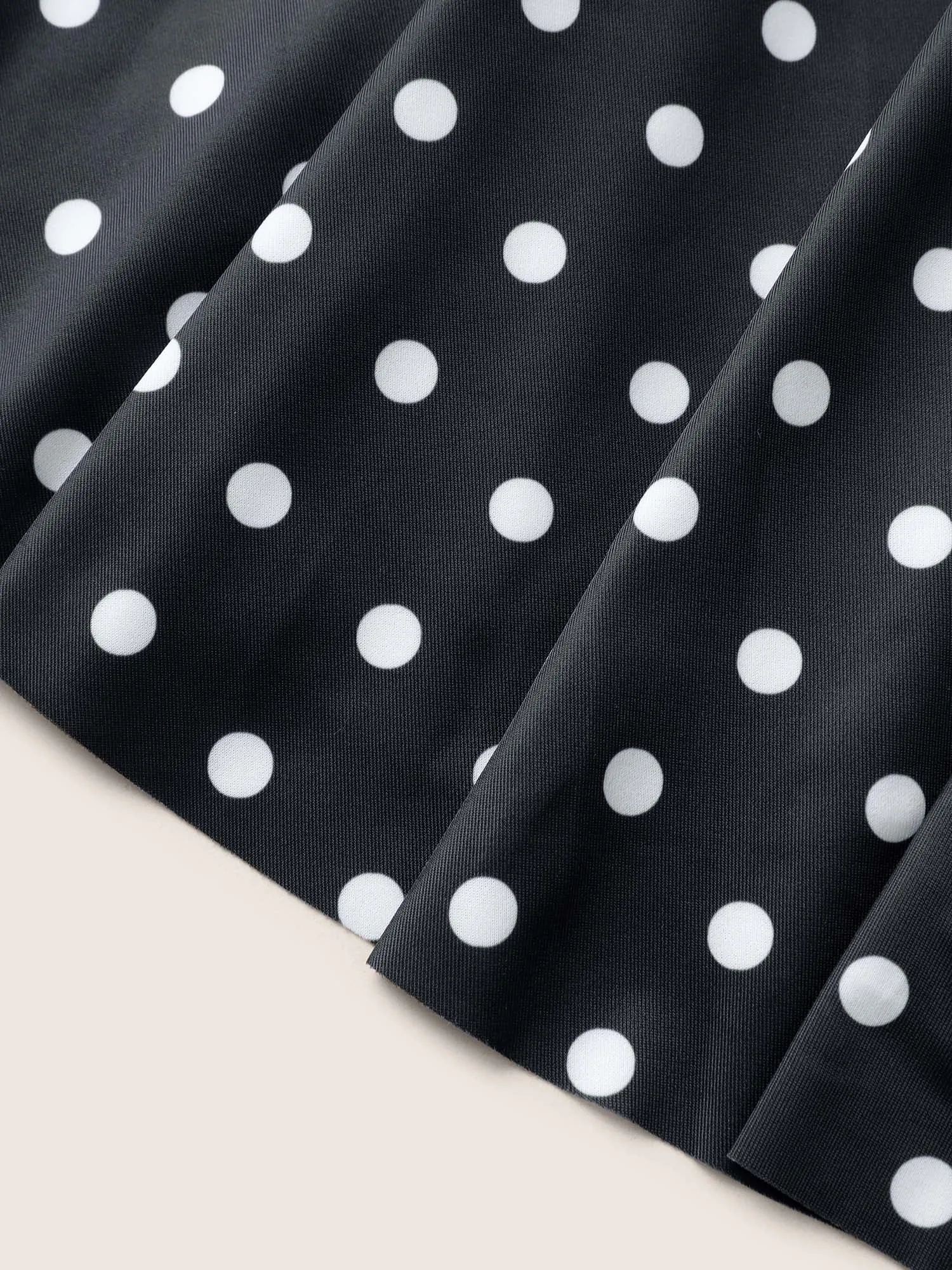 Polka Dot Crossover Ruched Flutter Hem Swim Dress sold by Bloomchic product image thumbnail 5