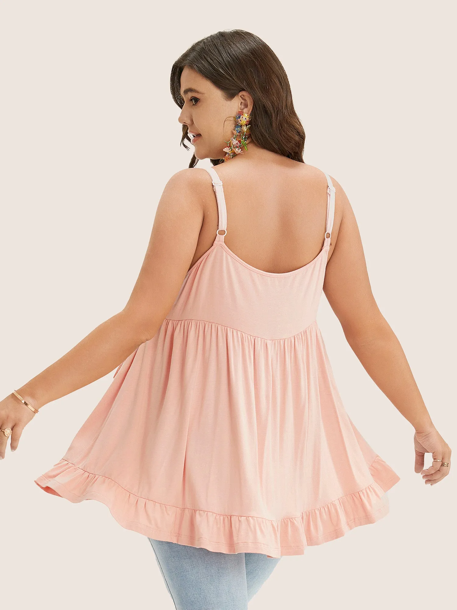 Plain Contrast Lace Ruffle Hem Cami Top sold by Bloomchic product image thumbnail 5