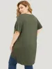Plain V Neck Wrap High Low Hem T-shirt sold by Bloomchic