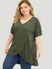 Plain V Neck Wrap High Low Hem T-shirt sold by Bloomchic