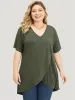 Plain V Neck Wrap High Low Hem T-shirt sold by Bloomchic