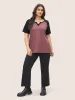 Colorblock Contrast Notched Raglan Sleeve T-shirt sold by Bloomchic