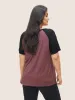Colorblock Contrast Notched Raglan Sleeve T-shirt sold by Bloomchic