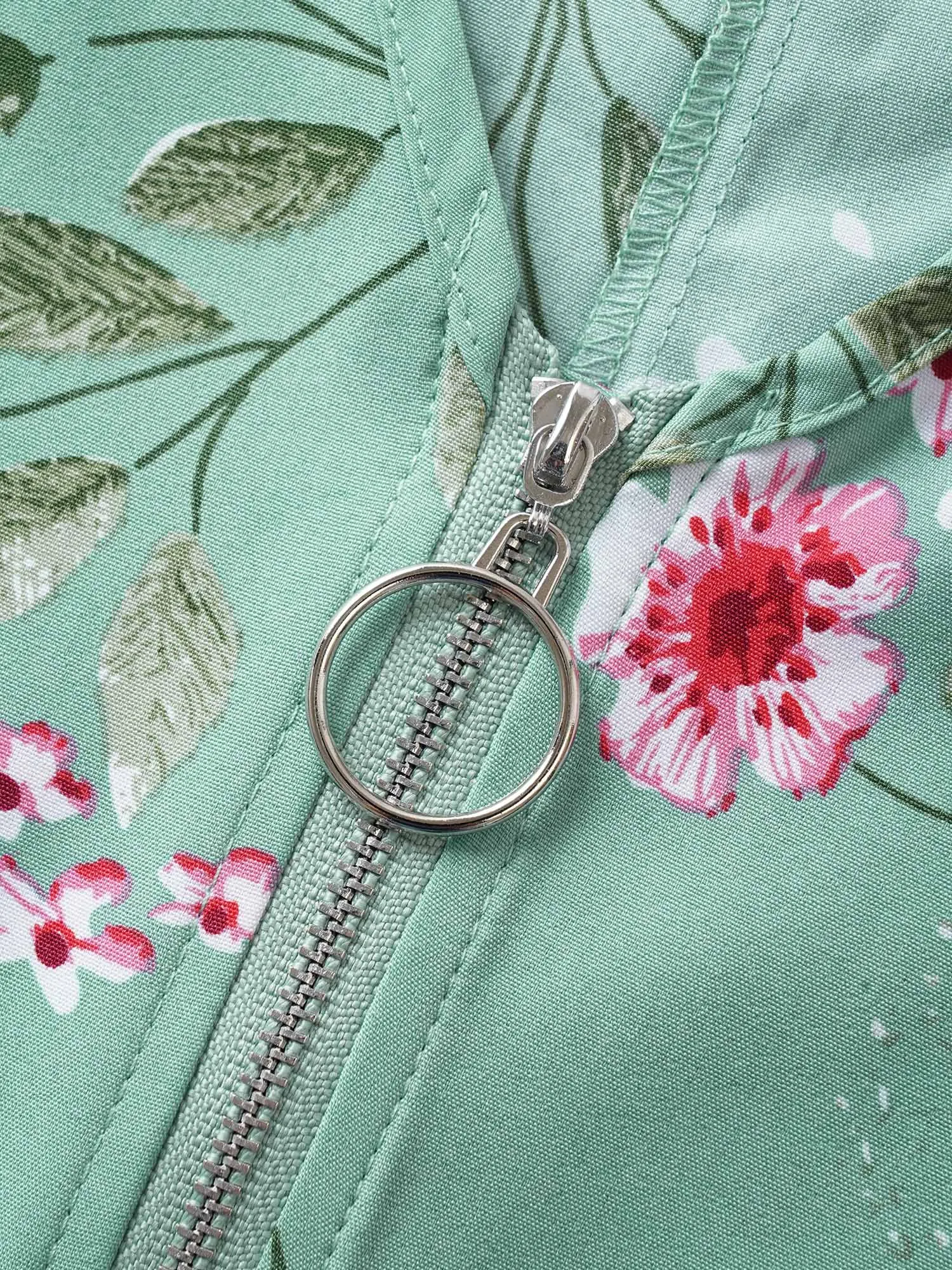 Floral O Ring Zipper Split Petal Sleeve Blouse sold by Bloomchic product image thumbnail 4