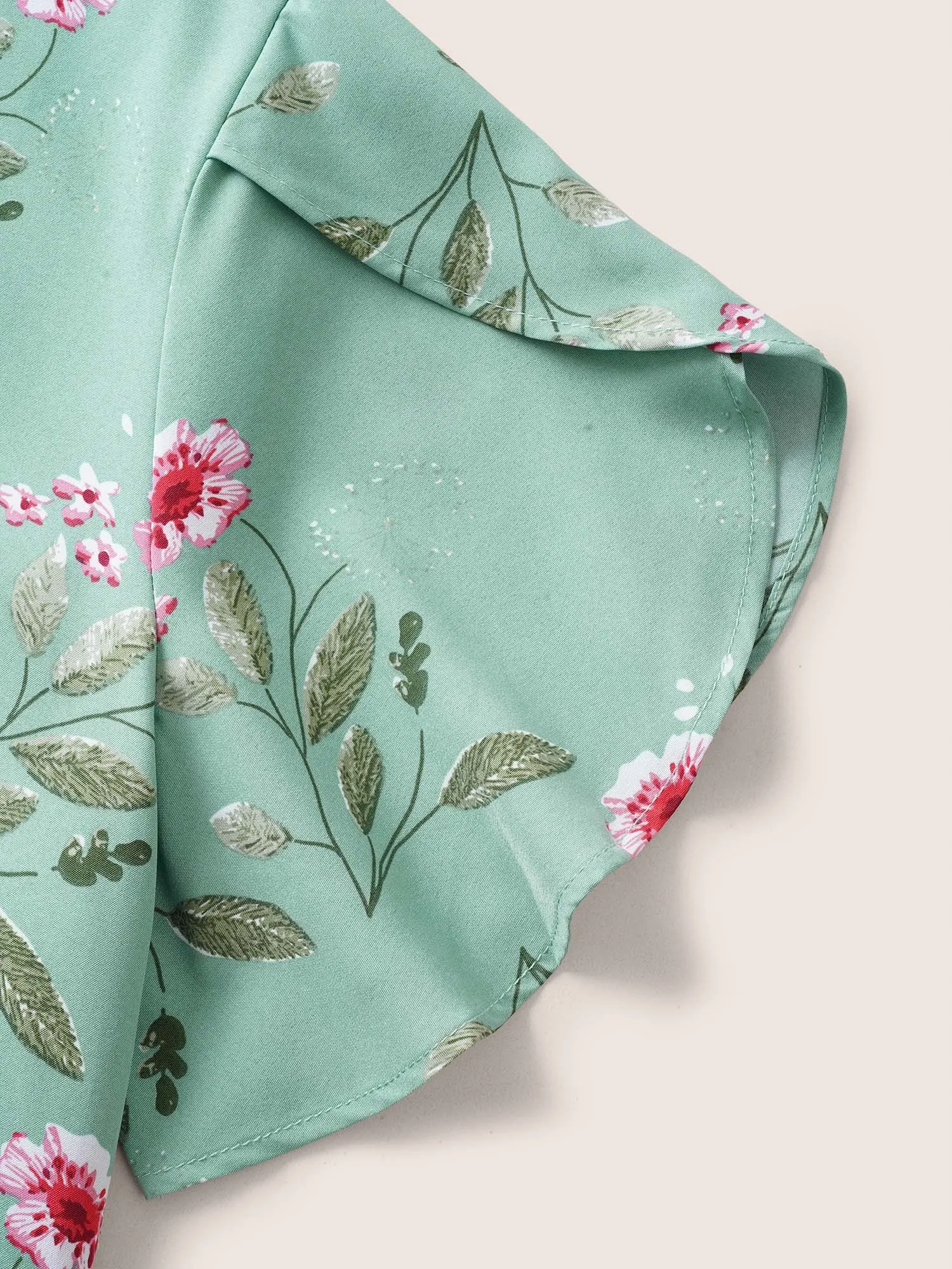 Floral O Ring Zipper Split Petal Sleeve Blouse sold by Bloomchic product image thumbnail 5