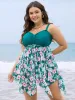 Hanky Hem Ruched A Line Floral Patchwork Swim Dress sold by Bloomchic