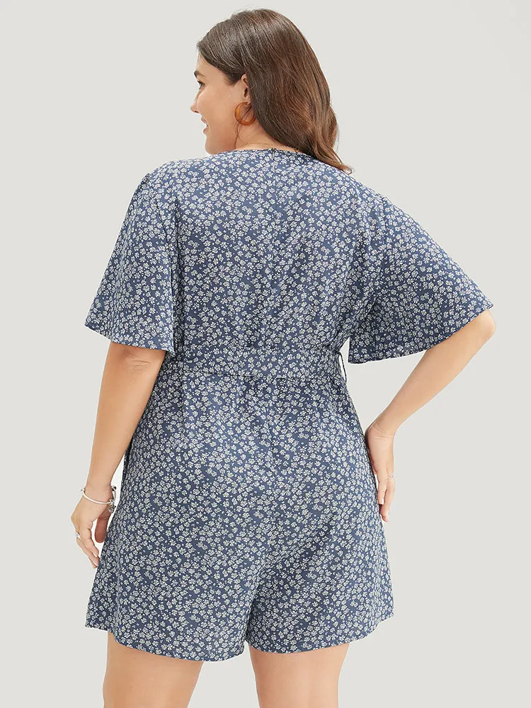 Ditsy Floral Ruffle Wrap Pocket Belted Romper sold by Bloomchic product image thumbnail 2