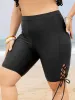Pocket High Waist Lace Up Side Swim Shorts sold by Bloomchic
