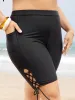 Pocket High Waist Lace Up Side Swim Shorts sold by Bloomchic