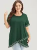 Ditsy Floral Ruffle Trim Asymmetrical Hem T-shirt sold by Bloomchic