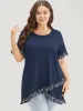 Ditsy Floral Ruffle Trim Asymmetrical Hem T-shirt sold by Bloomchic
