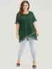 Ditsy Floral Ruffle Trim Asymmetrical Hem T-shirt sold by Bloomchic