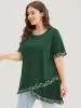 Ditsy Floral Ruffle Trim Asymmetrical Hem T-shirt sold by Bloomchic