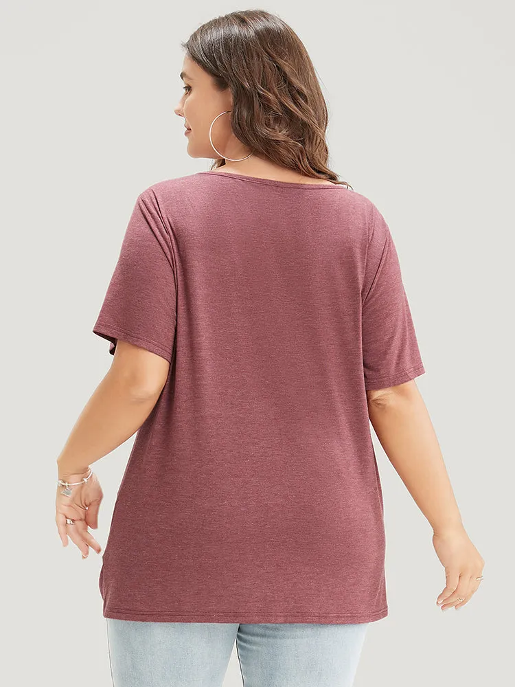 Solid V Neck Twist Hem T-shirt sold by Bloomchic product image thumbnail 4