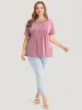 Solid Floral Patchwork Pleated Front T-shirt sold by Bloomchic
