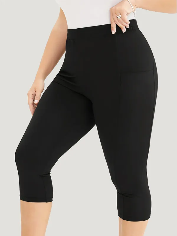 Plain Skinny Pocket Cropped Leggings sold by Bloomchic