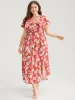 Floral Printed Ruffle Trim Pocket V Neck Split Hem Dress sold by Bloomchic