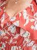 Floral Printed Ruffle Trim Pocket V Neck Split Hem Dress sold by Bloomchic