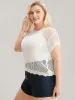 Plain Hollow Out Scalloped Trim Knit Top sold by Bloomchic