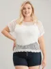 Plain Hollow Out Scalloped Trim Knit Top sold by Bloomchic