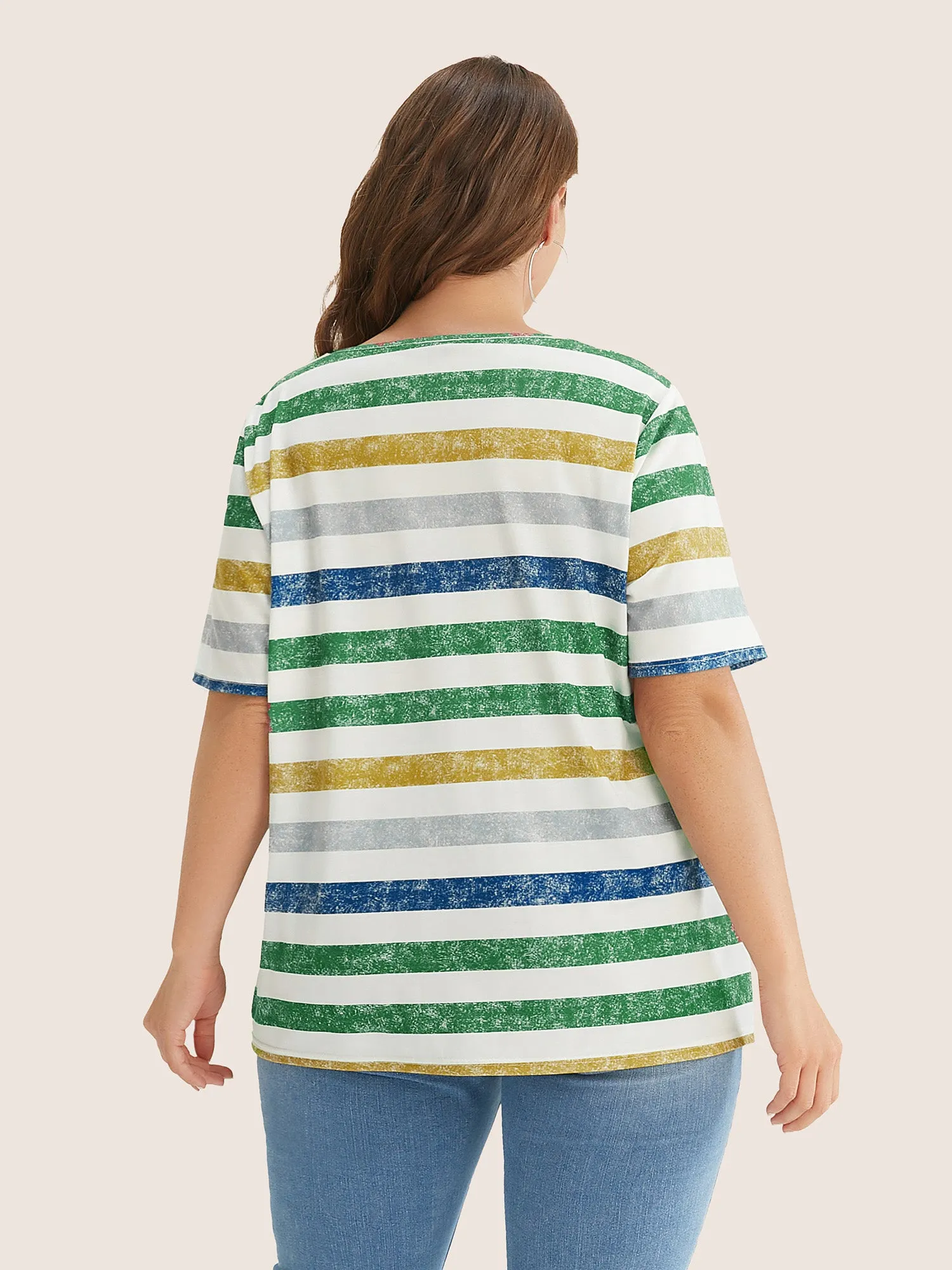 Striped Contrast V Neck T-shirt sold by Bloomchic product image thumbnail 3