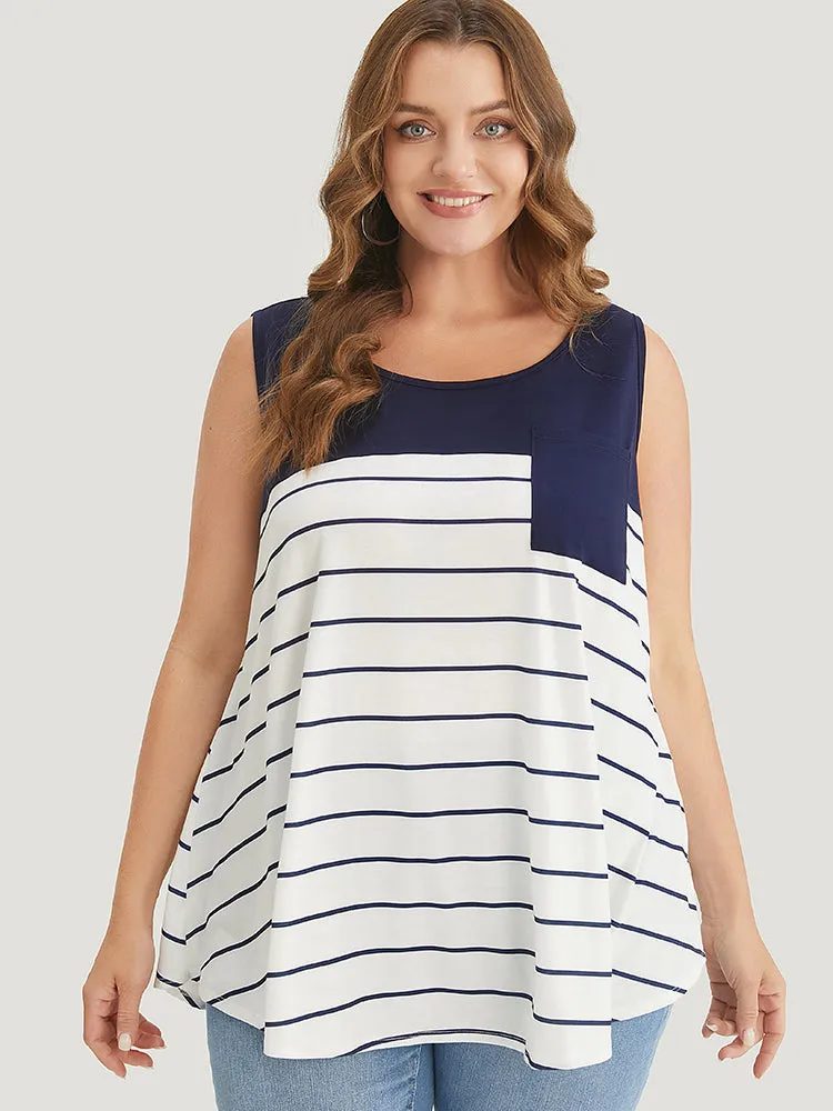 Striped Patchwork Pocket Tank Top sold by Bloomchic product image thumbnail 2